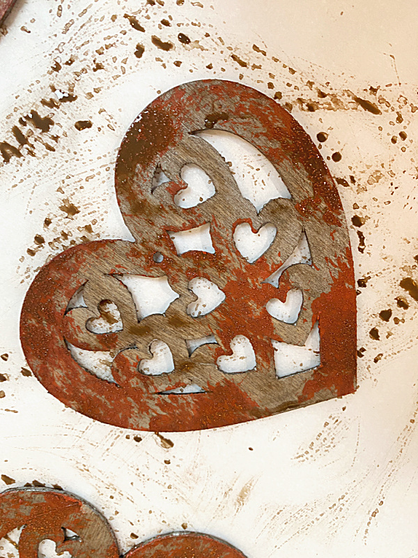 rusty heart with paint technique for rust