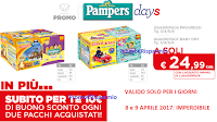 Logo Pampers : 2 quadripack a soli 24,99 € + buono sconto da 10 euro !