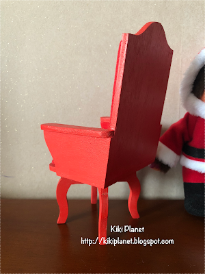 kiki monchhichi fauteuil père noel santa claus armchair christmas handmade fait main miniature meubles poupée