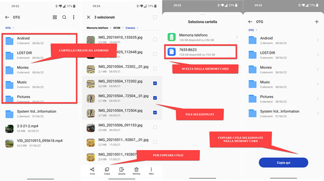 trasferire file da smargphone a memory card