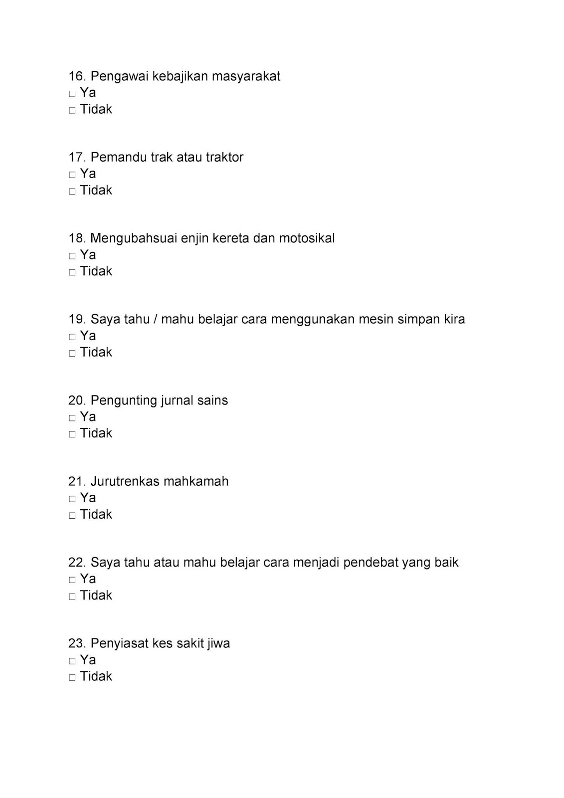 Contoh Soalan Peperiksaan SPA Pembantu Kemahiran H19 2019