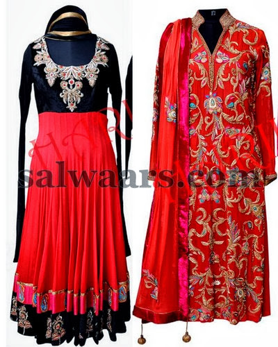 Mirchi Red Silk Velvet Salwars