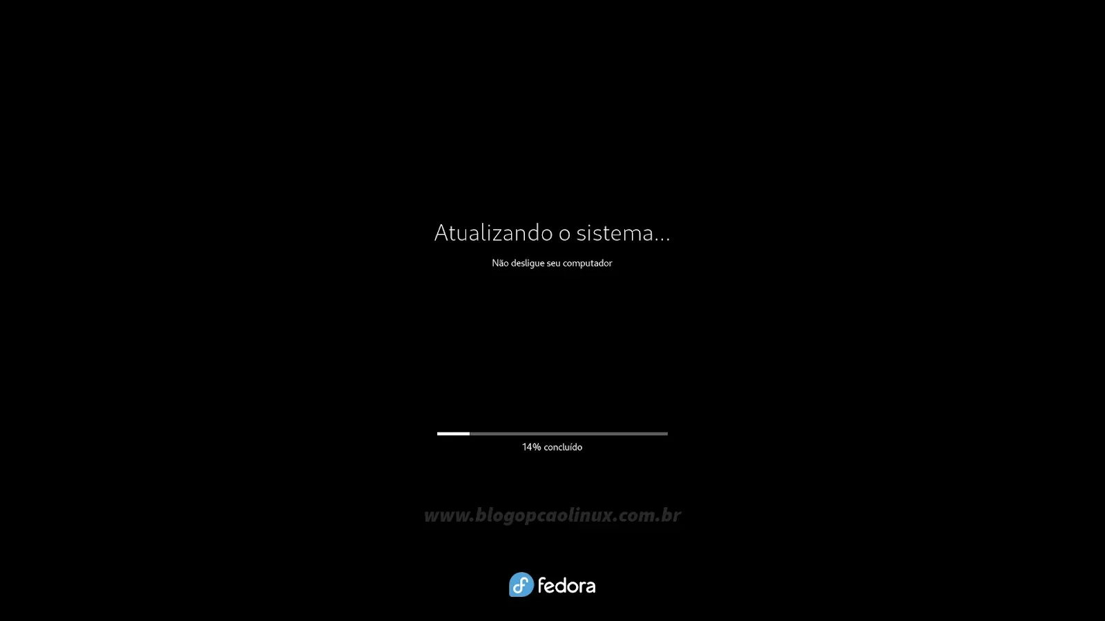 Aguarde enquanto é feita a atualização para o Fedora 39