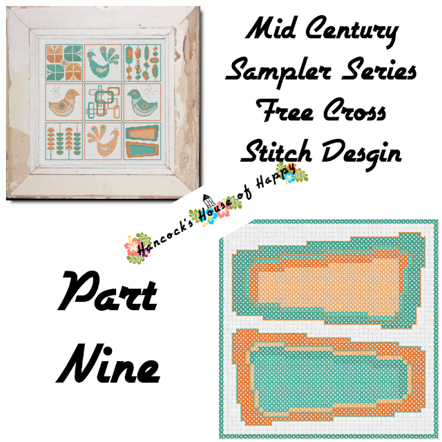 Mid-Century Madness: Free Country Style Mid-Century Cross Stitch Sampler Design Part IX