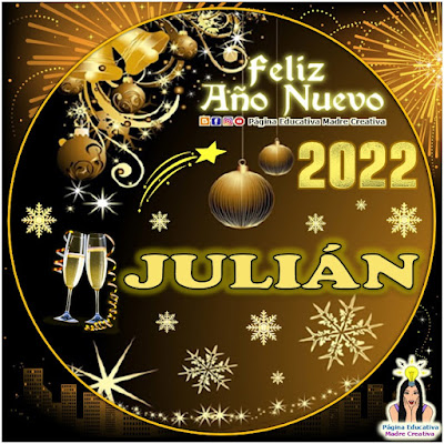 Nombre JULIÁN por Año Nuevo 2022 - Cartelito hombre