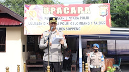 Kapolres Soppeng Pimpin Upacara Penerimaan Bintara Polri Lulusan Gelombang I TA. 2022