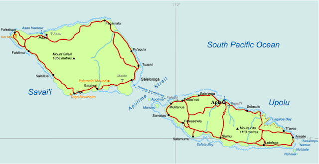 #Samoa - Bản đồ địa lý của Samoa 🇼🇸