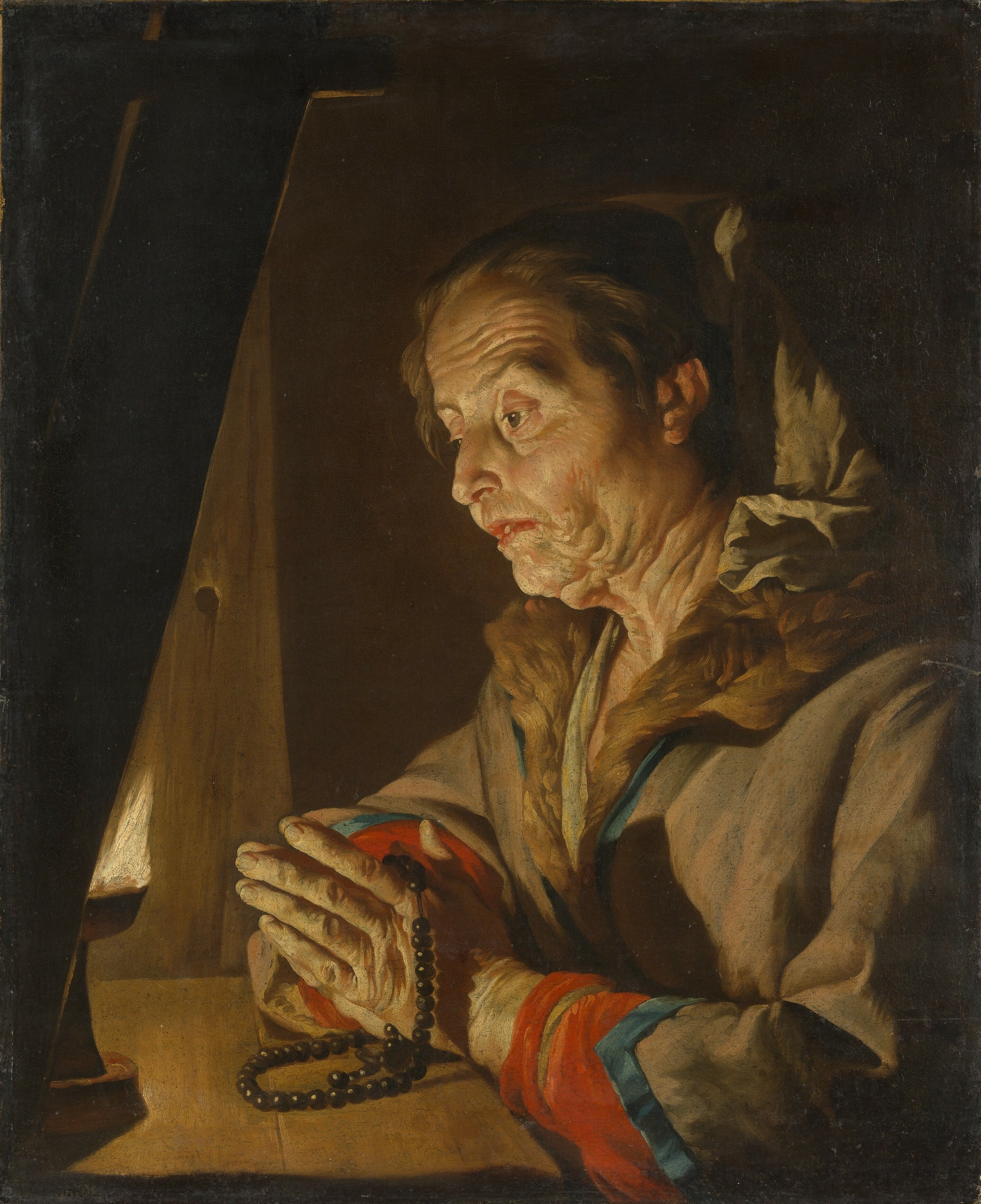 Old Woman Praying-Beautiful Paintings by Matthias Stom (1600-1652) - A Baroque painter