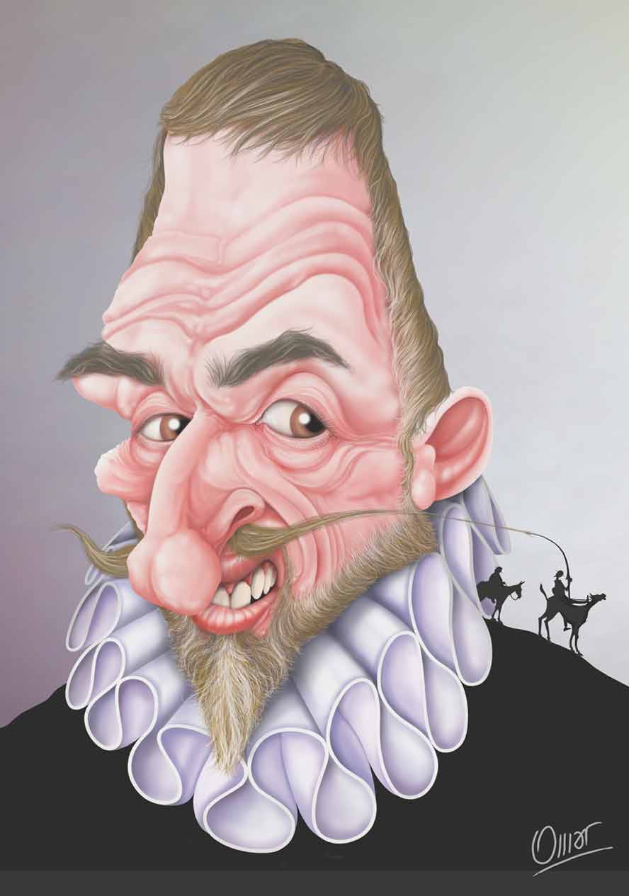 Cervantes .. Caricature by Omar Perez - Spain
