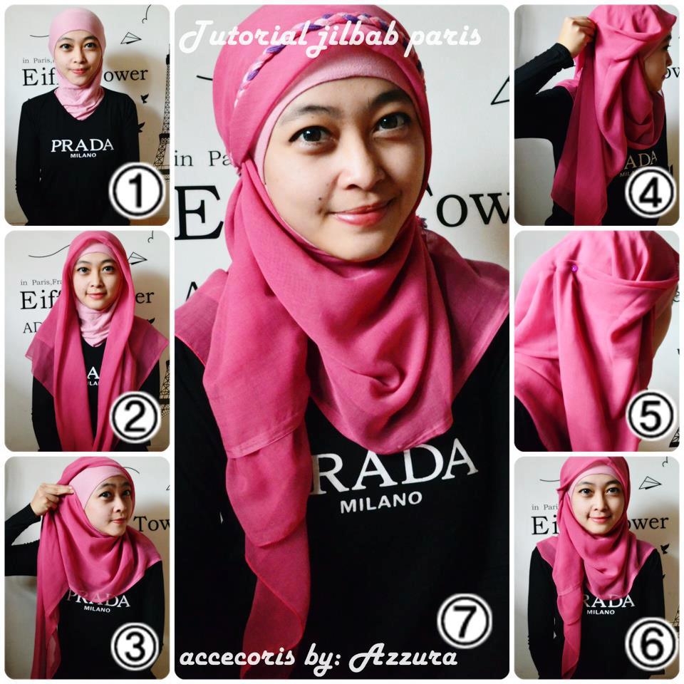 30 Gambar Menarik Tutorial Hijab Paris Warna Hitam Paling Baru