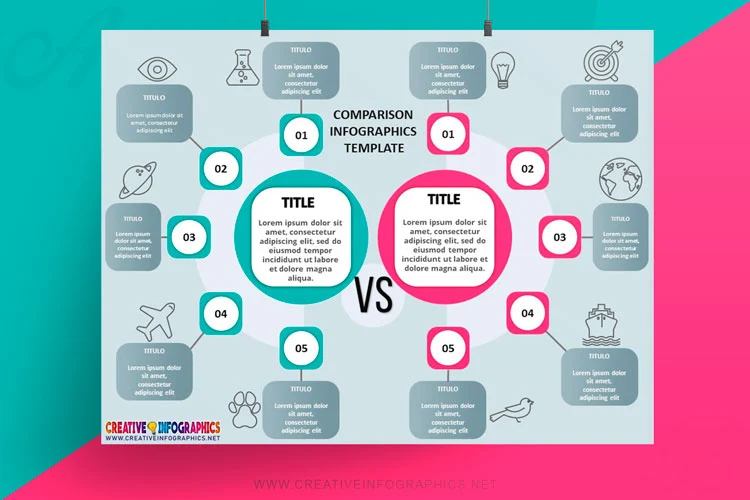 Comparison infographic with colored circles