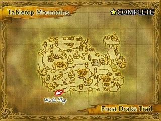 A map of the Tabletop Mountains / Frost Drake Trail, an area in The Legend of Legacy.