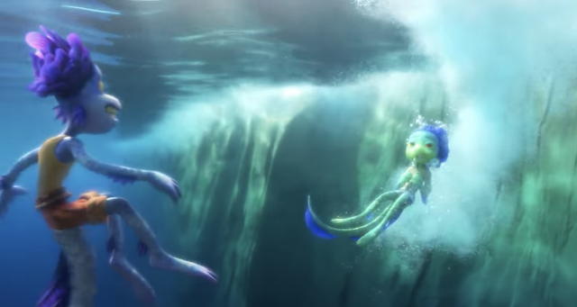 Luca and Alberto As Sea Monsters Underwater Pixar Luca Disney