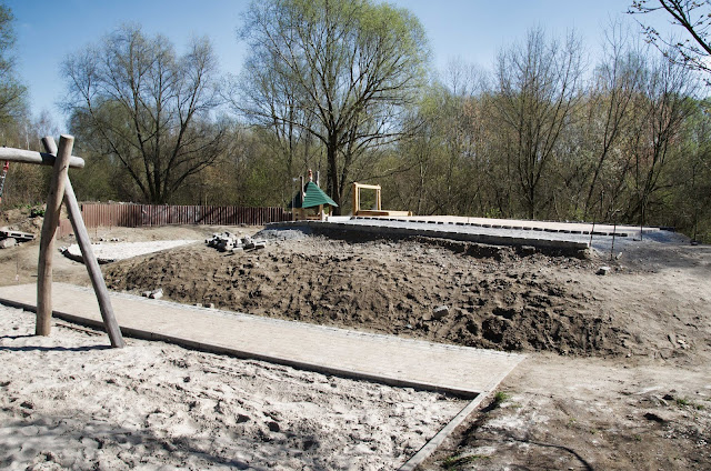 Baustelle Neubau eines Spielplatzes, Am Malchower See, Nähe Hohenschönhauser Weg, 13051 Berlin, 27.03.2014