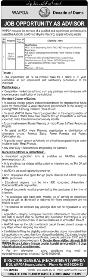 Water and Power Development Authority WAPDA jobs