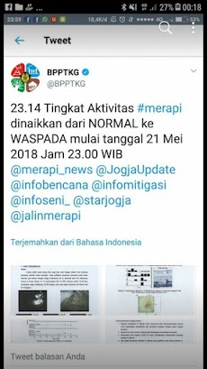 BPPTKG: Status Merapi Dinaikkan dari Normal ke Waspada 21 Mei 2018 Jam 23.14 WIB