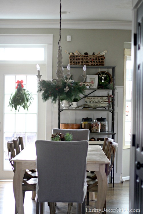 kitchen shelves Christmas decorating