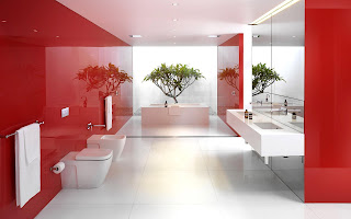 Diseño de baño rojo