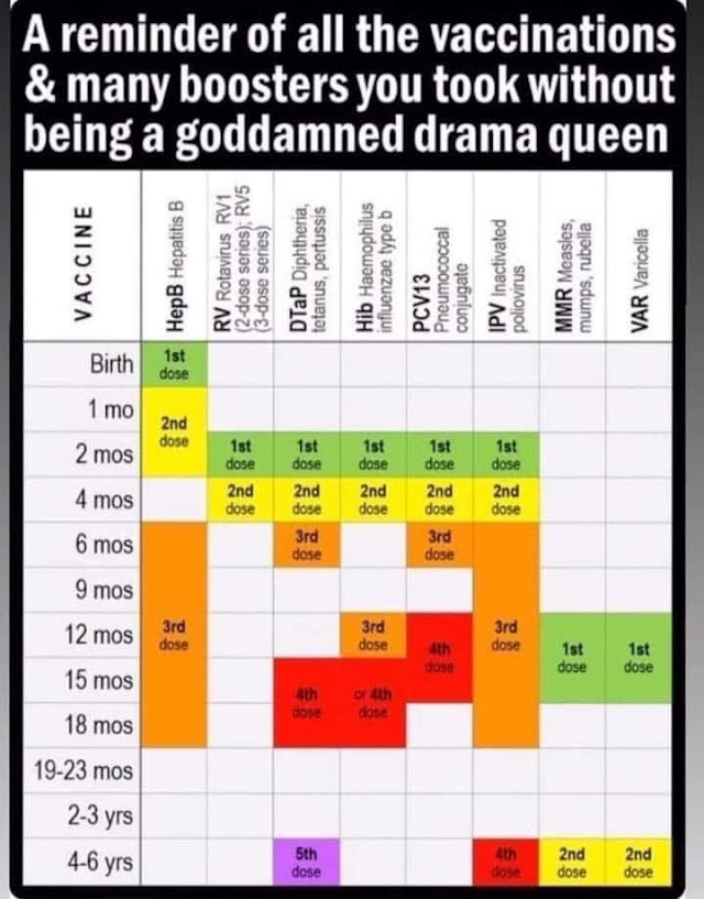 Reminder on vaccinations you took without being a drama queen 