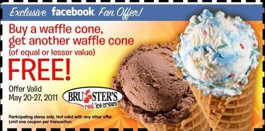 waffle cone. BOGO Waffle Cone @ Brusters!
