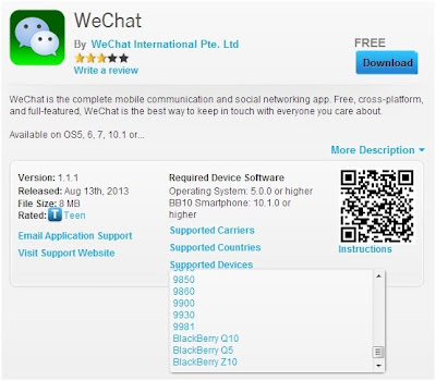 WeChat on BlackBerry World