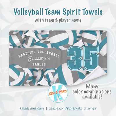 teal gray volleyball team spirit personalized hand towel