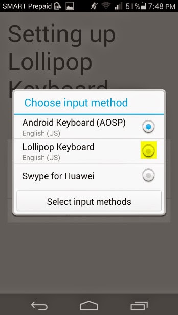 Android 5.0 Lollipop Keyboard