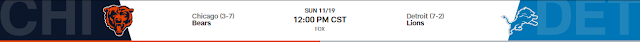 2023 NFL season week 11 Chicago Bears vs Detroit Lions