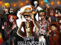 anime halloween picture postcard