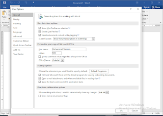 word options in advanced settings of microsoft word