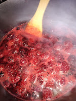 Blackberries in the pot simmered