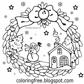 Winter holly wreath great ideas for teenagers clip art Christmas drawings to print doodling activity