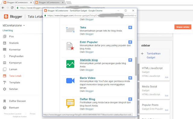 Cara Memasang Widget Statistik Pengunjung Bawaan Blog