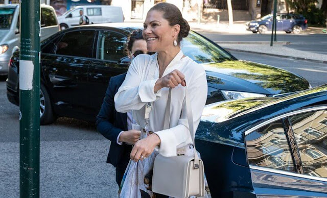 Crown Princess Victoria wore a multicolour silk blend floral maxi skirt by H&M Conscious Exclusive collection