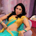 Tamannaah Bhatia Hot Sexy Navel in Yellow and Blue Saree with Lollipop