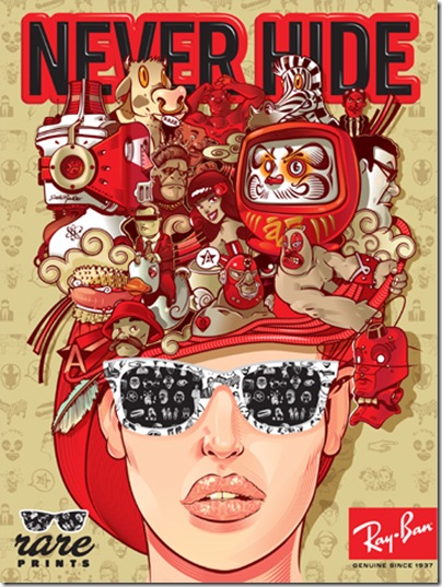 Ray Ban Never Hide - Rare Print by David Sossella