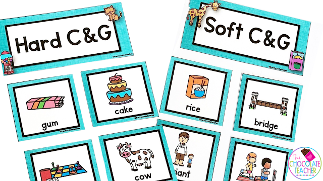 When it comes to learning the sounds of hard and soft C and G using visuals like these will help your students make important connections.