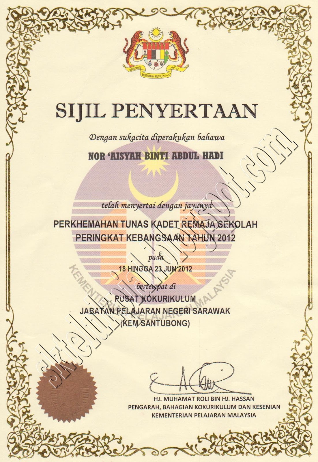 Contoh Sijil Penghargaan - Resepi Orang Kampung