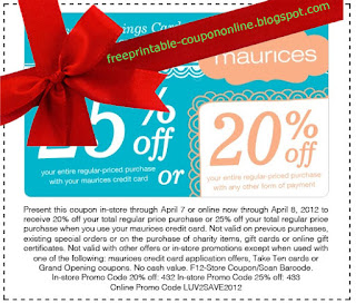 Free Printable Maurices Coupons