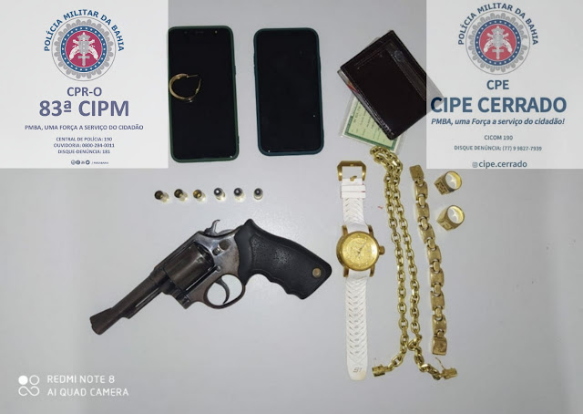 CIPE CERRADO com o apoio da PRF e 83ª CIPM, apreende arma de fogo e veículo de indivíduo envolvido com roubos a banco