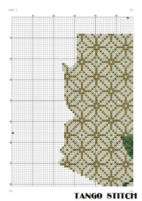 Arizona state map rose ornament cross stitch pattern