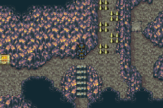 Shadow explores the Phoenix Cave in Final Fantasy VI.