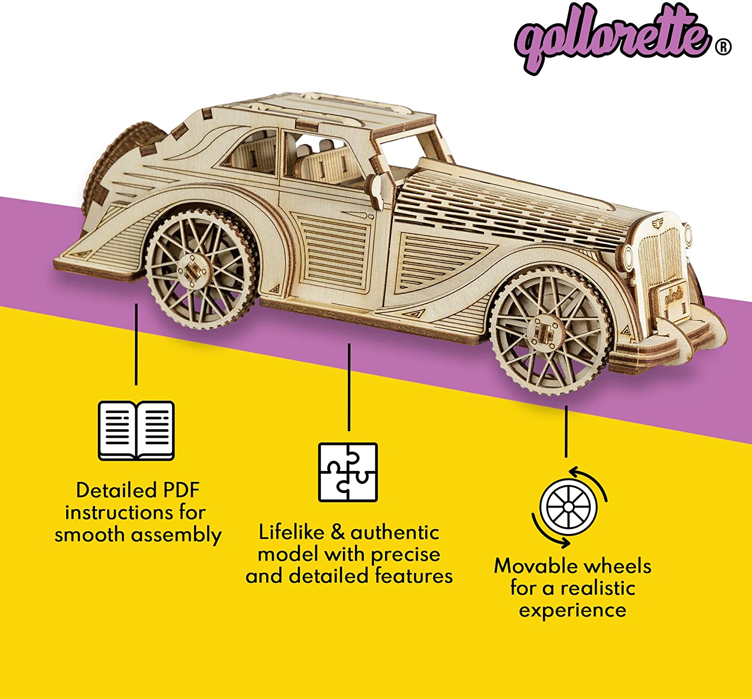 Missy's Product Reviews : Qollorette Amusement Park Colouring Roll with  Sticker Activity & Retro Car & Gas Station 3D Wooden Puzzle Easter Gift  Guide 2022