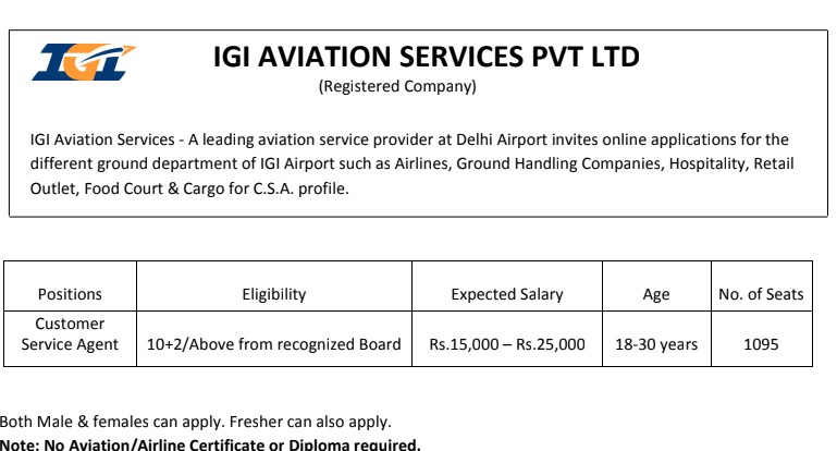 IGI Aviation Delhi CSA Recruitment 2022