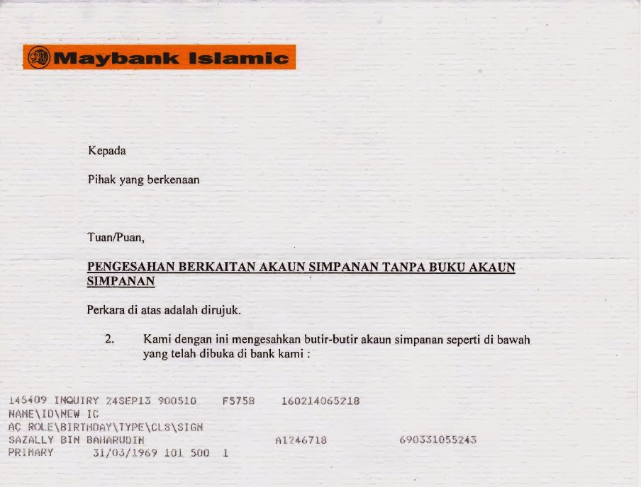 Contoh Surat Permohonan Penyata Bank Cimb