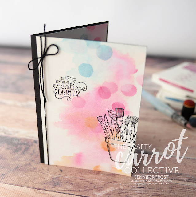 Crafting Forever, Stampin' Up!, Customer rewards program, The Crafty Carrot Collective, Watercolor background, Jar of Paint brushes,Papercraft by Jennifer Frost