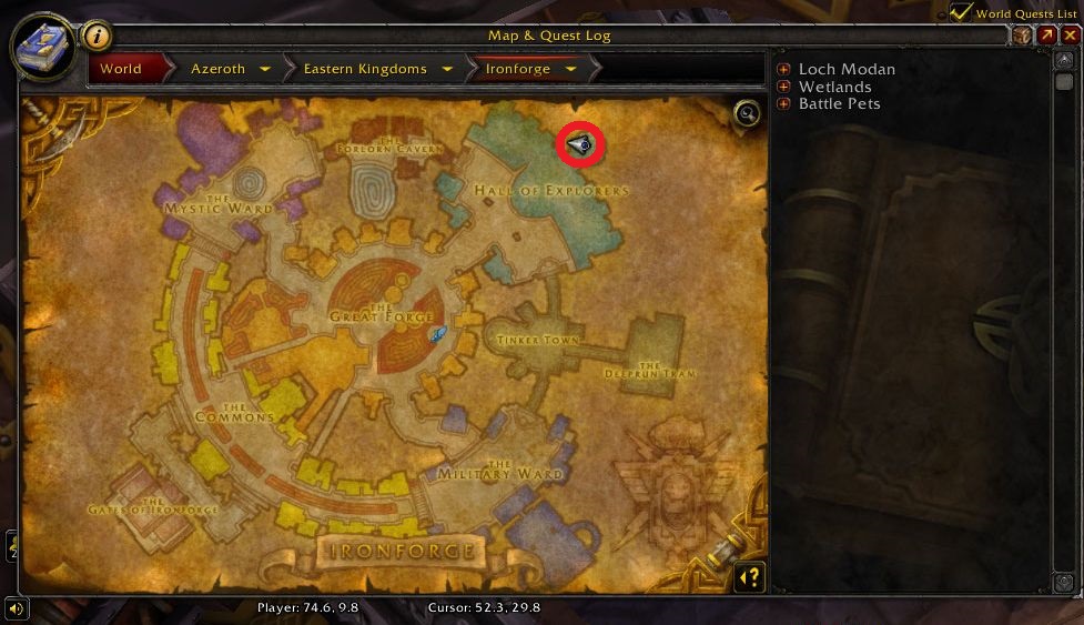 Here you can find the heirloom dealer of alliance, Krom Stoutarm in inronforge