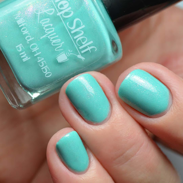 teal shimmer nail polish swatch