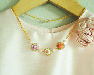 Vintage Rose Garden Girls Necklace by BusyBeezChickadeez