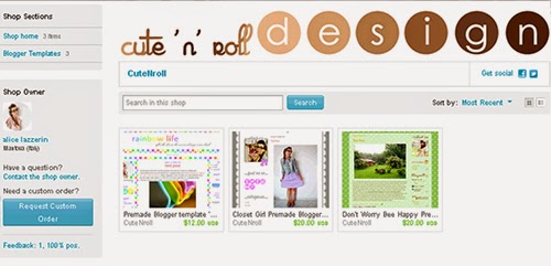 cute 'n' roll, shop, etsy, web design, illustrator, graphic, digital art, blogger, template